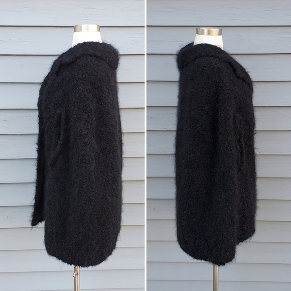 Vintage 80s Retro Faux Mongolian Persian Lamb Black Fur Cape O/S - Picture 2 of 8